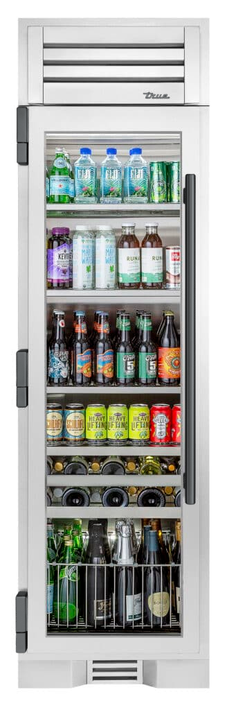 Beverage Column, Left Hinged, Matte White, Pewter Hardware TR24BEVLSGA030H05