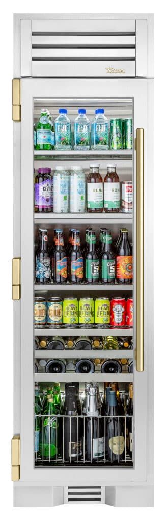 Beverage Column, Left Hinged, Matte White, Gold Hardware TR24BEVLSGA030H08