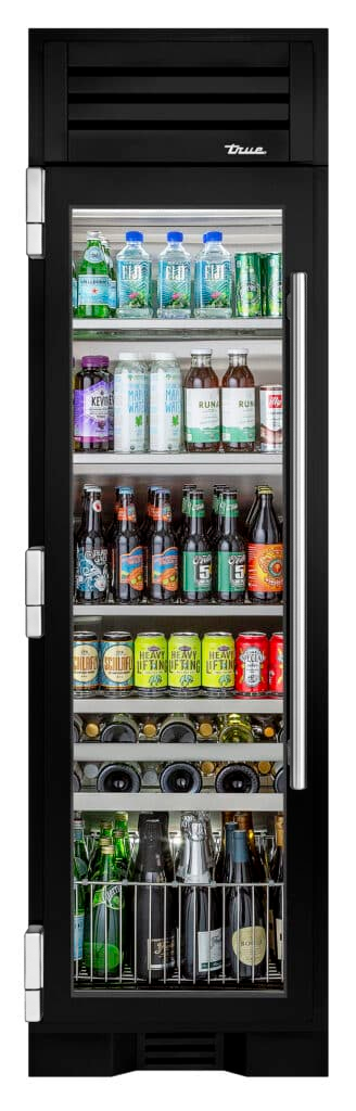 Beverage Column, Left Hinged, Gloss Black, Chrome Hardware TR24BEVLSGA044H02