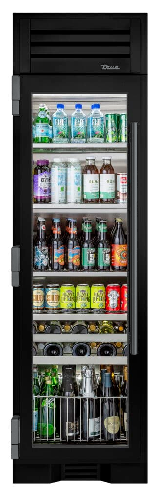 Beverage Column, Left Hinged, Gloss Black, Pewter Hardware TR24BEVLSGA044H05
