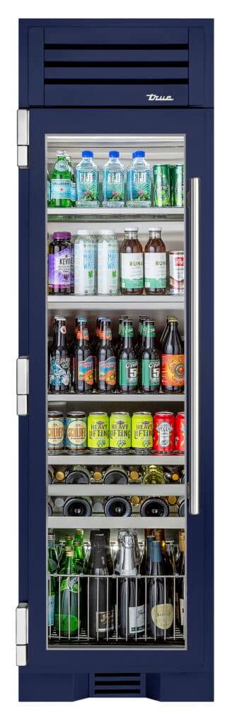 Beverage Column, Left Hinged, Cobalt, Chrome Hardware TR24BEVLSGA078H02
