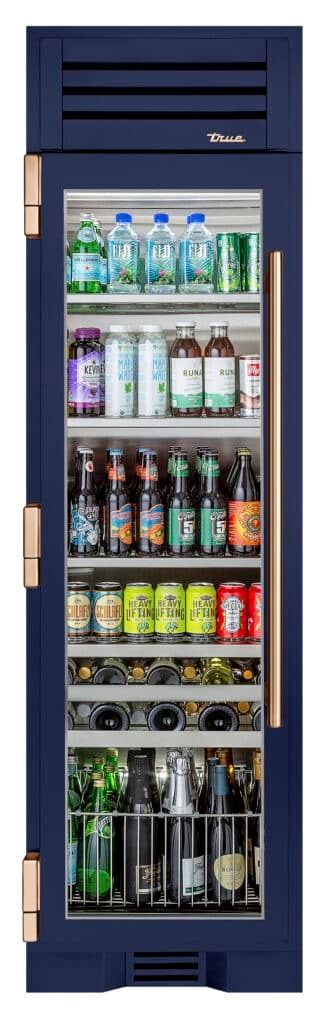 Beverage Column, Left Hinged, Cobalt, Copper Hardware TR24BEVLSGA078H03