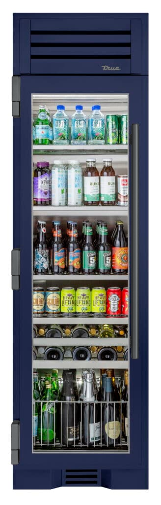 Beverage Column, Left Hinged, Cobalt, Pewter Hardware TR24BEVLSGA078H05