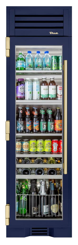 Beverage Column, Left Hinged, Cobalt, Gold Hardware TR24BEVLSGA078H08