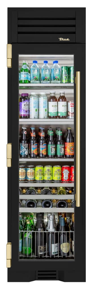 Beverage Column, Left Hinged, Ultra Matte Black, Gold Hardware TR24BEVLSGA085H08