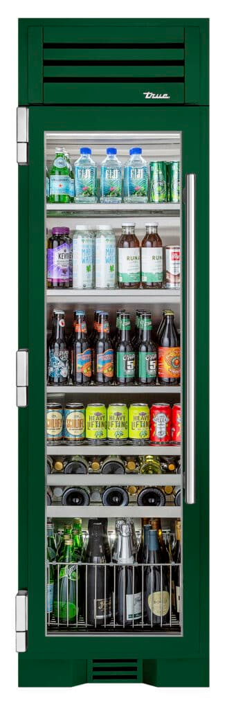 Beverage Column, Left Hinged, Emerald, Chrome Hardware TR24BEVLSGA086H02