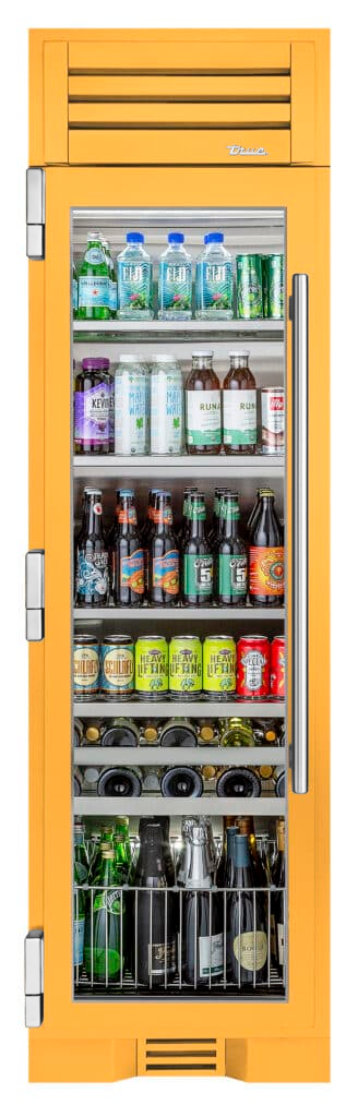 Beverage Column, Left Hinged, Saffron, Chrome Hardware TR24BEVLSGA103H02