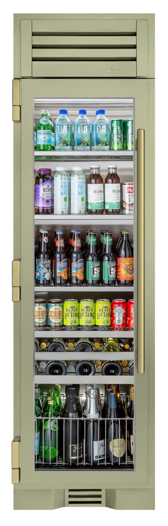 Beverage Column, Left Hinged, Sage, Brass Hardware TR24BEVLSGA129H01