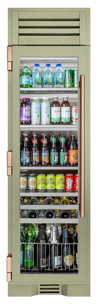 Beverage Column, Left Hinged, Sage, Copper Hardware TR24BEVLSGA129H03