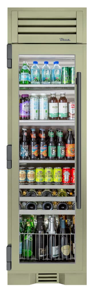 Beverage Column, Left Hinged, Sage, Pewter Hardware TR24BEVLSGA129H05