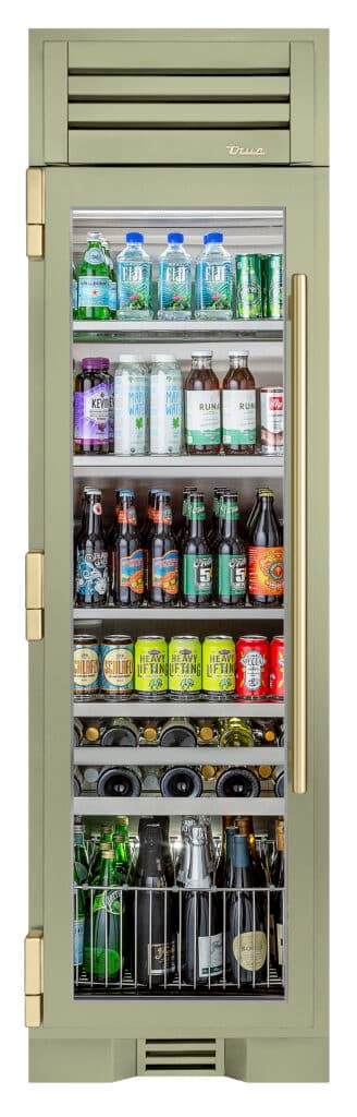 Beverage Column, Left Hinged, Sage, Gold Hardware TR24BEVLSGA129H08