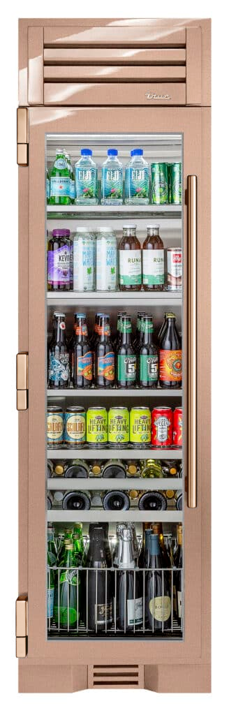 Beverage Column, Left Hinged, Champagne, Copper Hardware TR24BEVLSGA179H03
