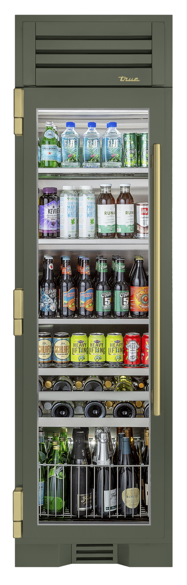 Beverage Column, Left Hinged, Olive, Brass Hardware TR24BEVLSGA238H01