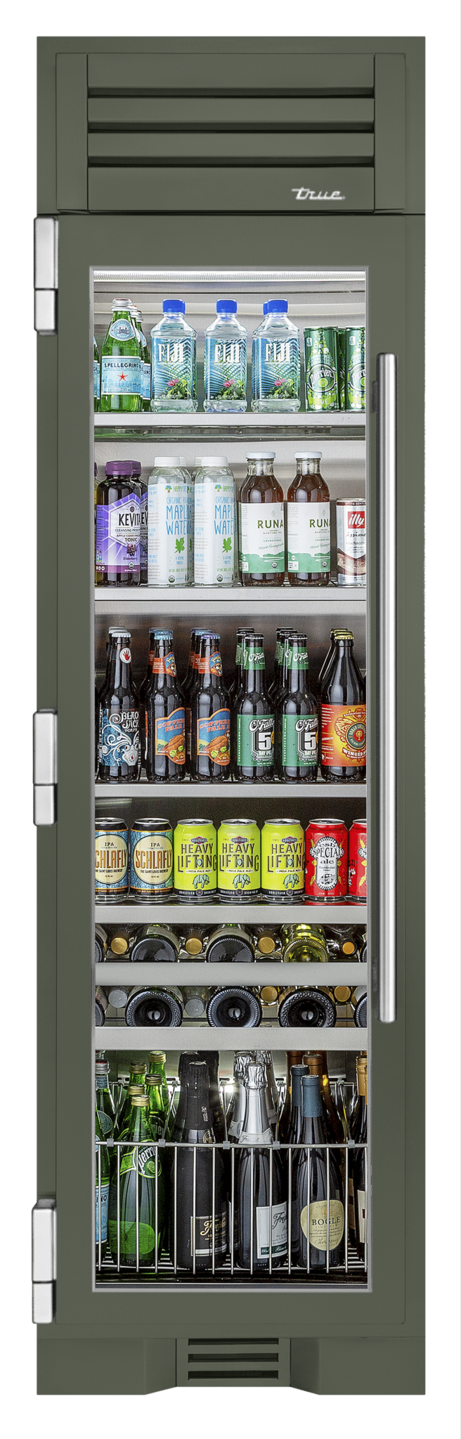 Beverage Column, Left Hinged, Olive, Chrome Hardware TR24BEVLSGA238H02