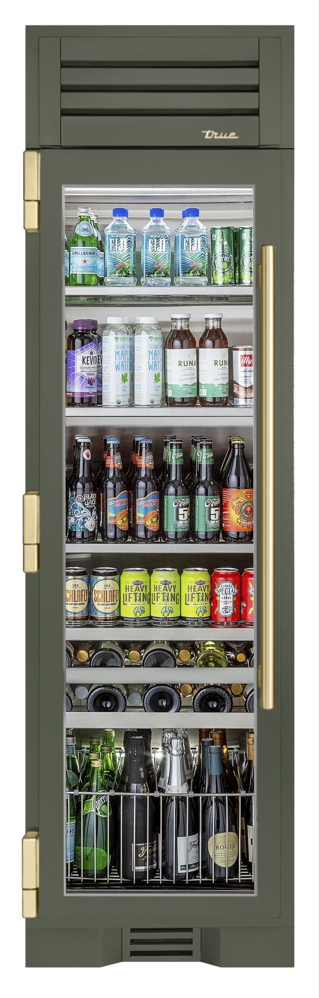 Beverage Column, Left Hinged, Olive, Gold Hardware TR24BEVLSGA238H08
