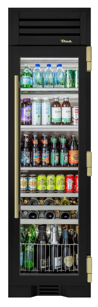 Beverage Column, Right Hinged, Matte Black, Brass Hardware TR24BEVRSGA027H01