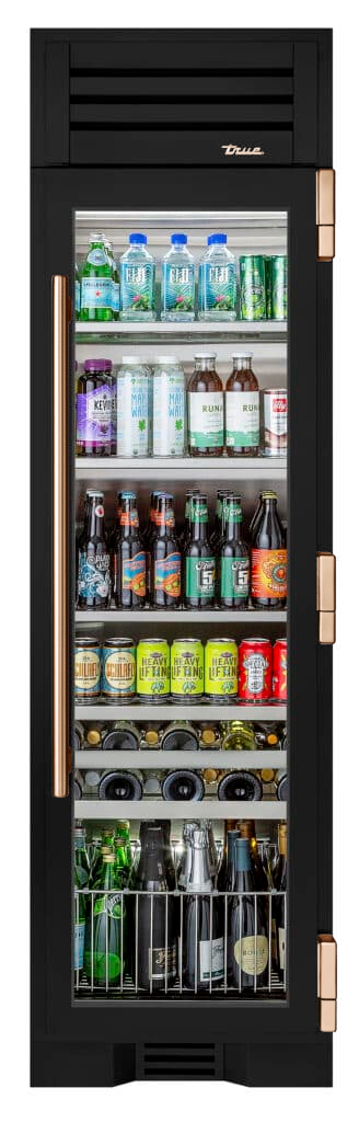 Beverage Column, Right Hinged, Matte Black, Copper Hardware TR24BEVRSGA027H03
