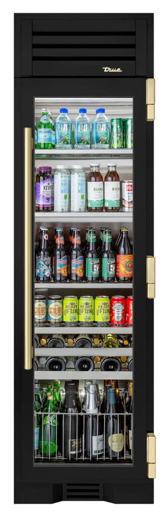 Beverage Column, Right Hinged, Matte Black, Gold Hardware TR24BEVRSGA027H08