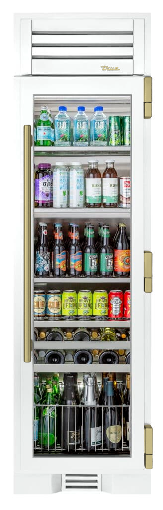 Beverage Column, Right Hinged, Matte White, Brass Hardware TR24BEVRSGA030H01