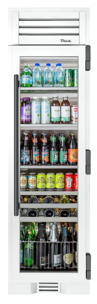 Beverage Column, Right Hinged, Matte White, Pewter Hardware TR24BEVRSGA030H05