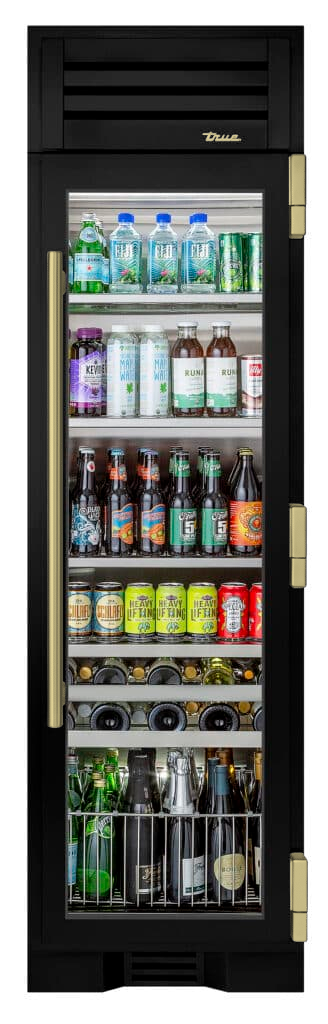 Beverage Column, Right Hinged, Gloss Black, Brass Hardware TR24BEVRSGA044H01