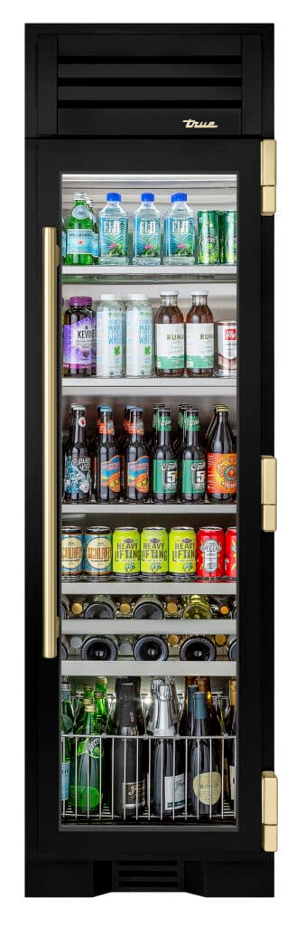 Beverage Column, Right Hinged, Gloss Black, Gold Hardware TR24BEVRSGA044H08