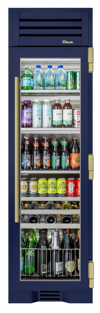 Beverage Column, Right Hinged, Cobalt, Brass Hardware TR24BEVRSGA078H01