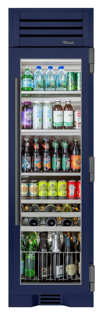 Beverage Column, Right Hinged, Cobalt, Pewter Hardware TR24BEVRSGA078H05