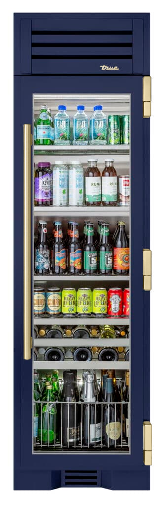 Beverage Column, Right Hinged, Cobalt, Gold Hardware TR24BEVRSGA078H08