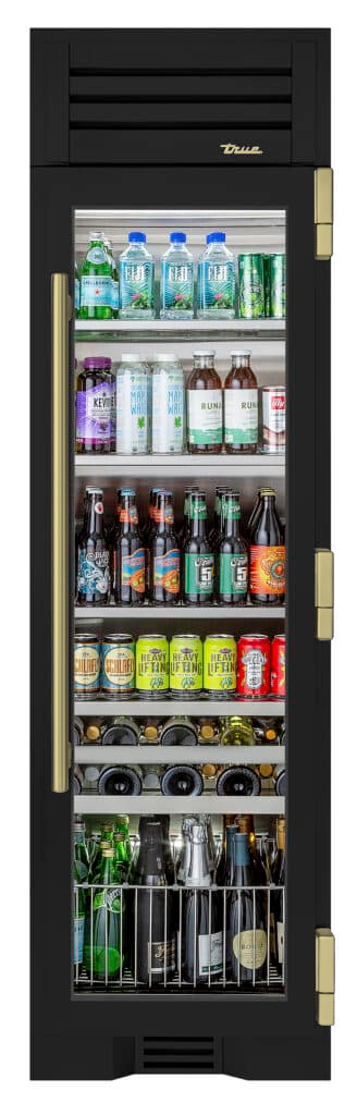 Beverage Column, Right Hinged, Ultra Matte Black, Brass Hardware TR24BEVRSGA085H01