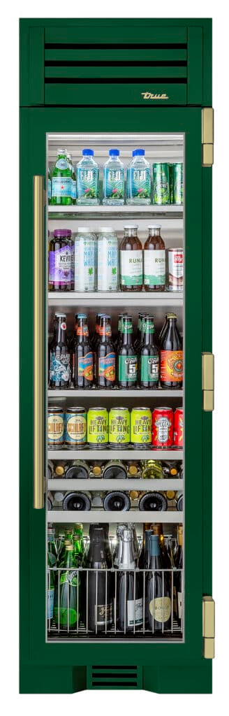 Beverage Column, Right Hinged, Emerald, Brass Hardware TR24BEVRSGA086H01