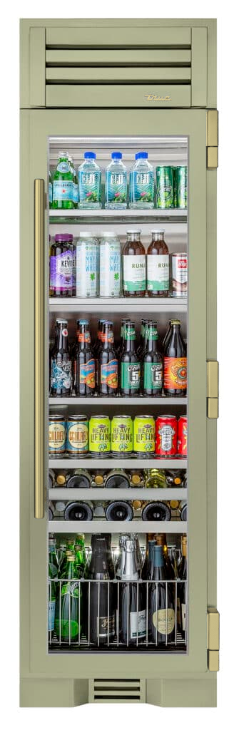 Beverage Column, Right Hinged, Sage, Brass Hardware TR24BEVRSGA129H01