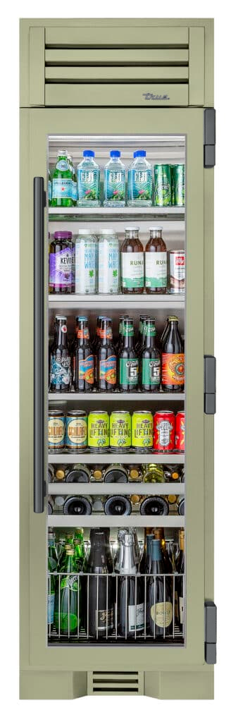 Beverage Column, Right Hinged, Sage, Pewter Hardware TR24BEVRSGA129H05