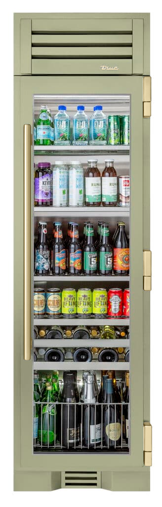 Beverage Column, Right Hinged, Sage, Gold Hardware TR24BEVRSGA129H08