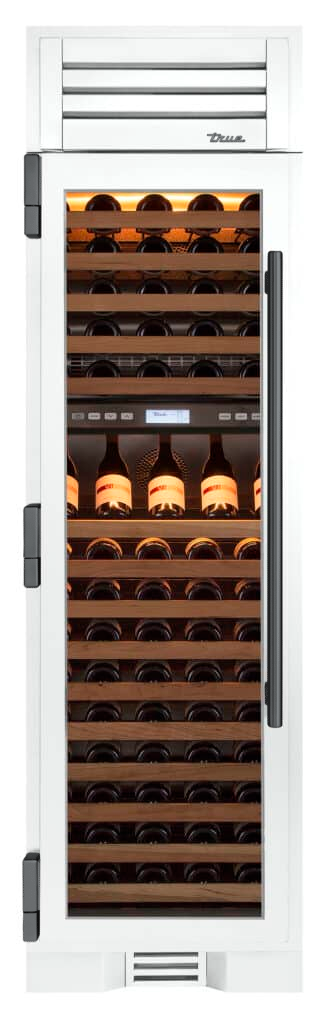 Wine Column, Left Hinged, Matte White, Pewter Hardware TR24DZWLSGA030H05