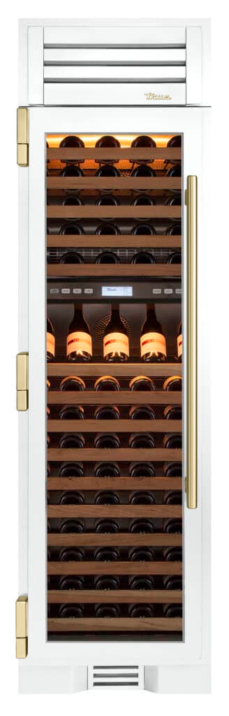 Wine Column, Left Hinged, Matte White, Gold Hardware TR24DZWLSGA030H08