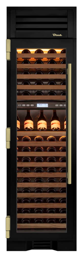 Wine Column, Left Hinged, Gloss Black, Brass Hardware TR24DZWLSGA044H01