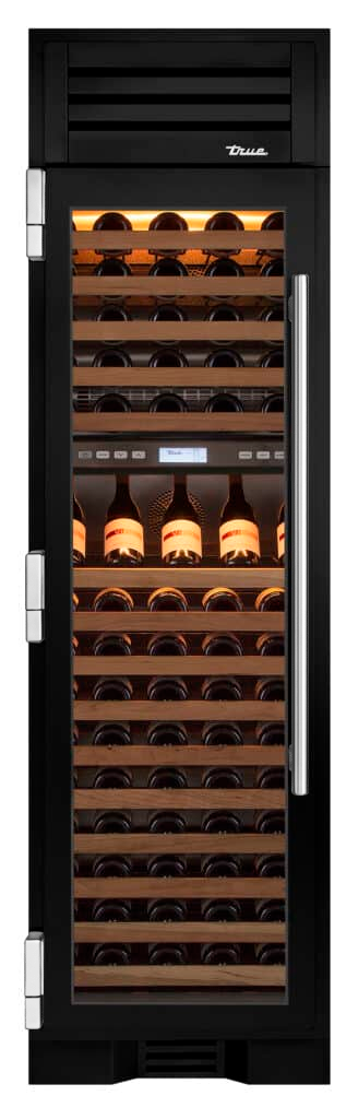 Wine Column, Left Hinged, Gloss Black, Chrome Hardware TR24DZWLSGA044H02