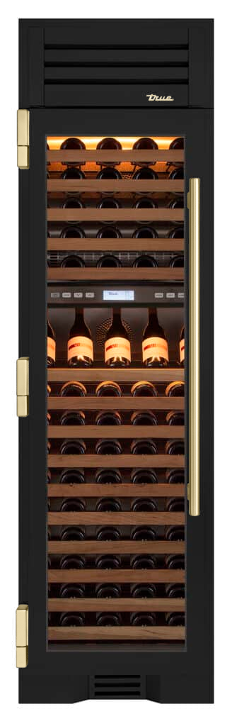 Wine Column, Left Hinged, Ultra Matte Black, Gold Hardware TR24DZWLSGA085H08