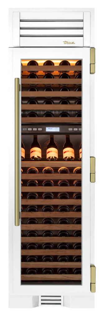 Wine Column, Right Hinged, Matte White, Brass Hardware TR24DZWRSGA030H01
