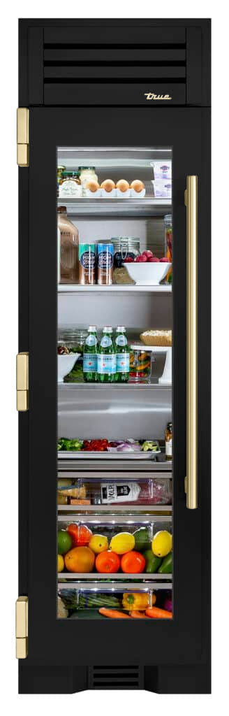 Refrigerator Column, Left Hinged, Matte Black, Gold Hardware TR24REFLSGA027H08