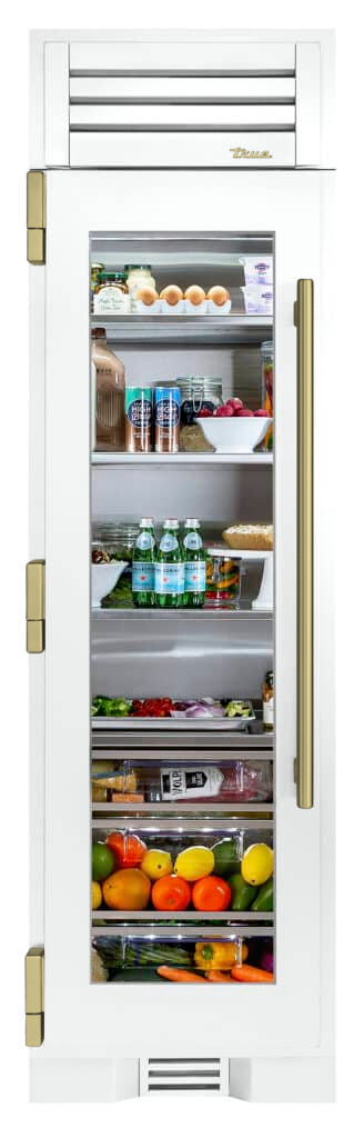 Refrigerator Column, Left Hinged, Matte White, Brass Hardware TR24REFLSGA030H01