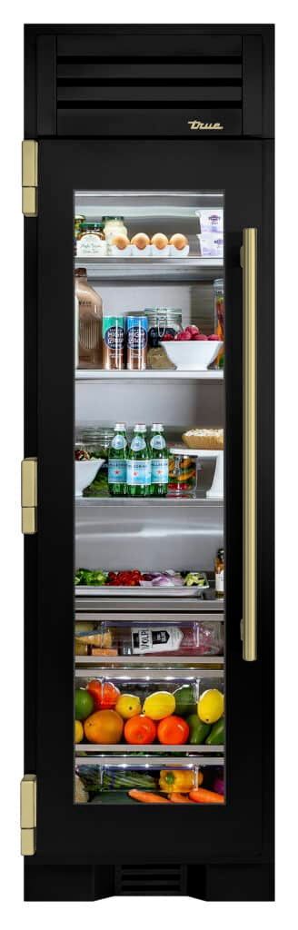 Refrigerator Column, Left Hinged, Gloss Black, Brass Hardware TR24REFLSGA044H01