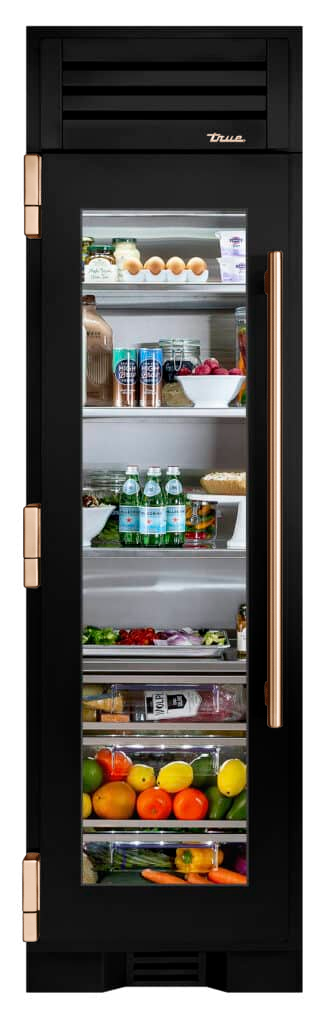 Refrigerator Column, Left Hinged, Gloss Black, Copper Hardware TR24REFLSGA044H03