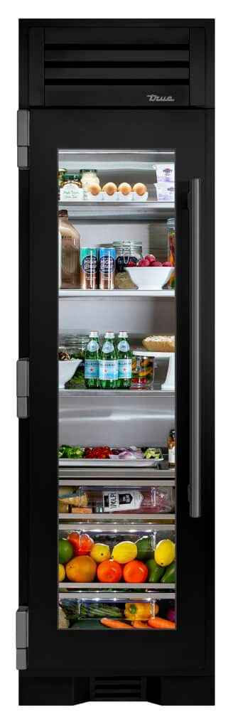 Refrigerator Column, Left Hinged, Gloss Black, Pewter Hardware TR24REFLSGA044H05