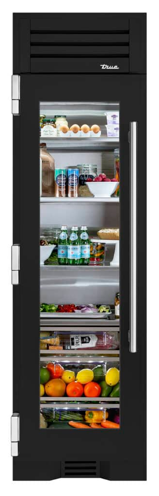 Refrigerator Column, Left Hinged, Ultra Matte Black, Chrome Hardware TR24REFLSGA085H02