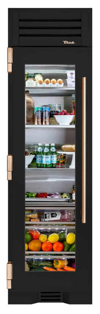 Refrigerator Column, Left Hinged, Ultra Matte Black, Copper Hardware TR24REFLSGA085H03