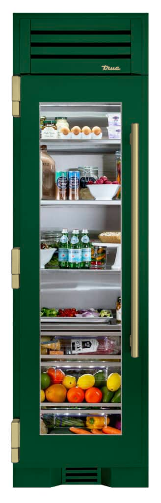 Refrigerator Column, Left Hinged, Emerald, Brass Hardware TR24REFLSGA086H01