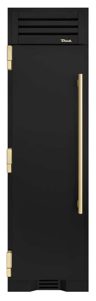 Refrigerator Column, Left Hinged, Matte Black, Gold Hardware TR24REFLSSA027H08