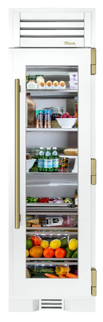 Refrigerator Column, Right Hinged, Matte White, Brass Hardware TR24REFRSGA030H01